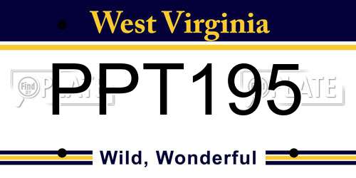 PPT195 West Virginia License Plate
