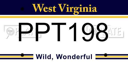 PPT198 West Virginia License Plate