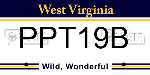 PPT19B West Virginia License Plate