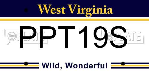 PPT19S West Virginia License Plate