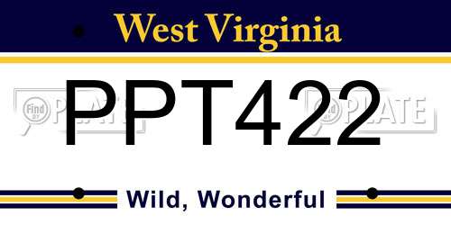 PPT422 West Virginia License Plate