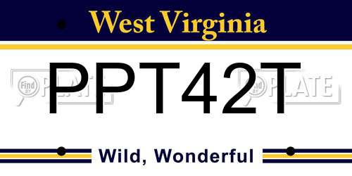 PPT42T West Virginia License Plate