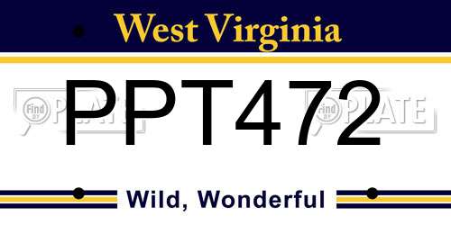 PPT472 West Virginia License Plate