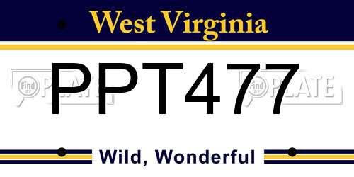 PPT477 West Virginia License Plate