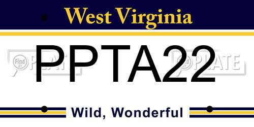 PPTA22 West Virginia License Plate
