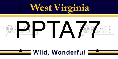 PPTA77 West Virginia License Plate