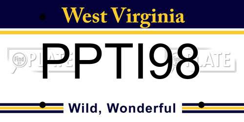 PPTI98 West Virginia License Plate