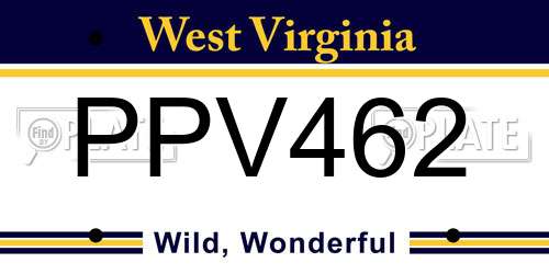 PPV462 West Virginia License Plate