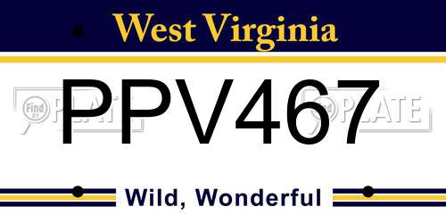 PPV467 West Virginia License Plate