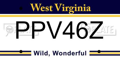 PPV46Z West Virginia License Plate