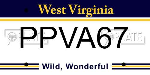 PPVA67 West Virginia License Plate