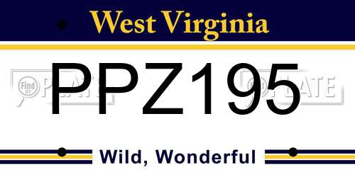 PPZ195 West Virginia License Plate