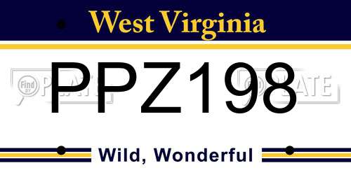 PPZ198 West Virginia License Plate