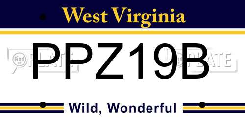 PPZ19B West Virginia License Plate
