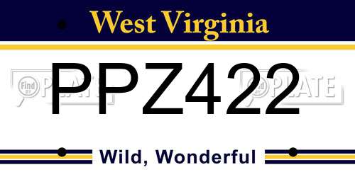 PPZ422 West Virginia License Plate
