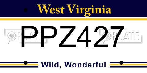 PPZ427 West Virginia License Plate