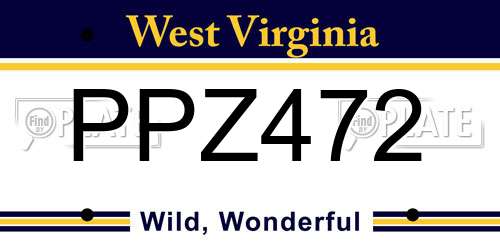 PPZ472 West Virginia License Plate