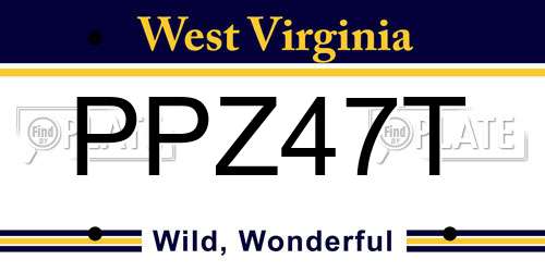 PPZ47T West Virginia License Plate