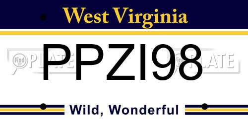PPZI98 West Virginia License Plate