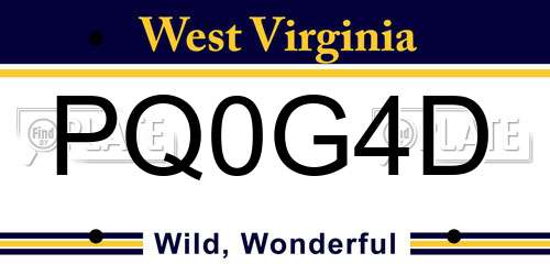 PQ0G4D West Virginia License Plate