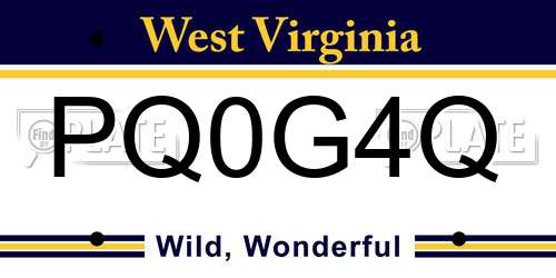 PQ0G4Q West Virginia License Plate