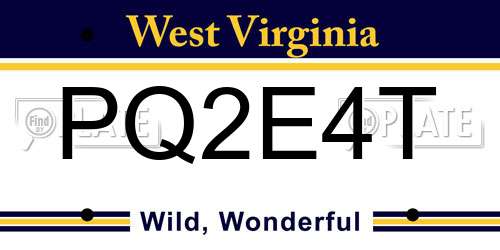 PQ2E4T West Virginia License Plate