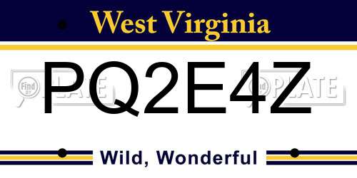 PQ2E4Z West Virginia License Plate