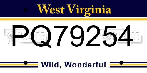 PQ79254 West Virginia License Plate