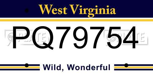 PQ79754 West Virginia License Plate