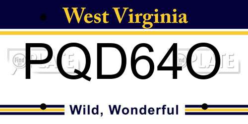 PQD64O West Virginia License Plate