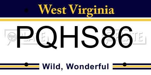 PQHS86 West Virginia License Plate