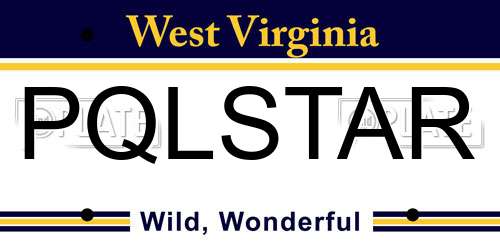 PQLSTAR West Virginia License Plate