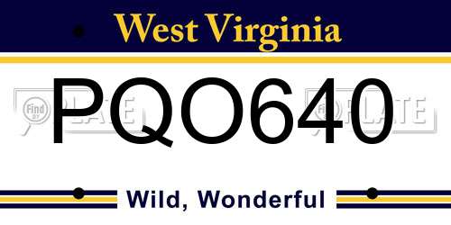 PQO640 West Virginia License Plate