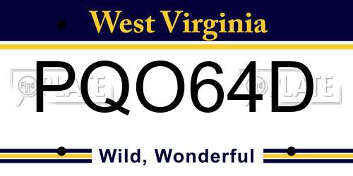 PQO64D West Virginia License Plate