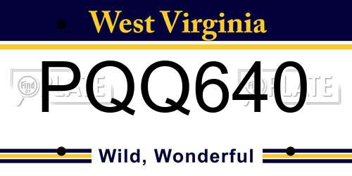 PQQ640 West Virginia License Plate