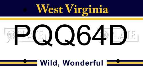 PQQ64D West Virginia License Plate