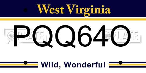 PQQ64O West Virginia License Plate