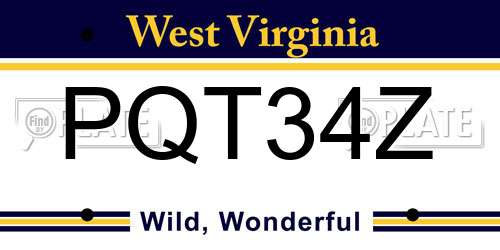 PQT34Z West Virginia License Plate