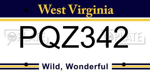 PQZ342 West Virginia License Plate