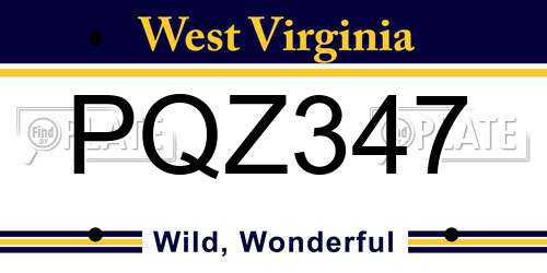PQZ347 West Virginia License Plate