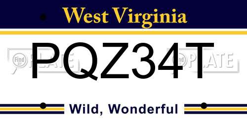 PQZ34T West Virginia License Plate