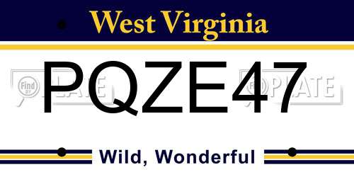 PQZE47 West Virginia License Plate