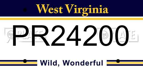 PR24200 West Virginia License Plate
