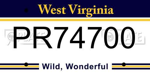 PR74700 West Virginia License Plate