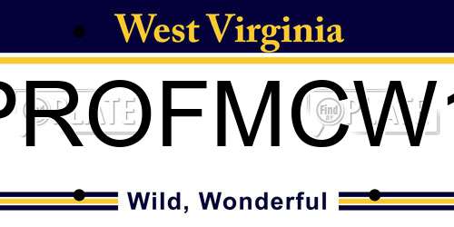 PROFMCW1 West Virginia License Plate