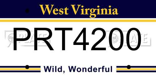 PRT4200 West Virginia License Plate