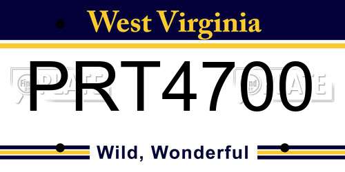 PRT4700 West Virginia License Plate
