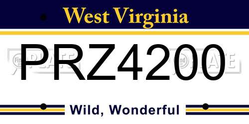 PRZ4200 West Virginia License Plate
