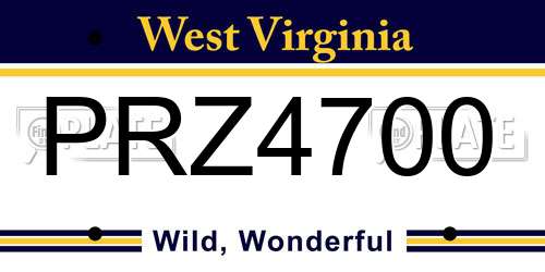 PRZ4700 West Virginia License Plate