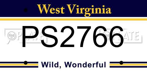 PS2766 West Virginia License Plate